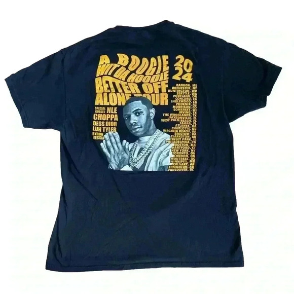 A Boogie Wit Da Hoodie Better Off Alone Tour 2024 T-Shirt Size L Rap Hip Hop - Picture 2 of 9